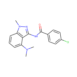 CN(C)c1cccc2c1c(NC(=O)c1ccc(Cl)cc1)nn2C ZINC000000153583