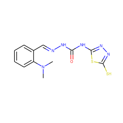 CN(C)c1ccccc1/C=N/NC(=O)Nc1nnc(S)s1 ZINC000028863643