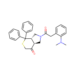 CN(C)c1ccccc1CC(=O)N1C[C@H]2C(=O)CSC(c3ccccc3)(c3ccccc3)[C@@H]2C1 ZINC000029344422