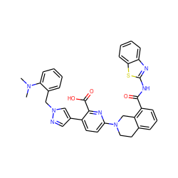 CN(C)c1ccccc1Cn1cc(-c2ccc(N3CCc4cccc(C(=O)Nc5nc6ccccc6s5)c4C3)nc2C(=O)O)cn1 ZINC000144515672