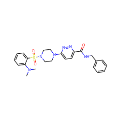 CN(C)c1ccccc1S(=O)(=O)N1CCN(c2ccc(C(=O)NCc3ccccc3)nn2)CC1 ZINC001772618588