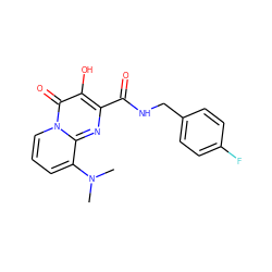 CN(C)c1cccn2c(=O)c(O)c(C(=O)NCc3ccc(F)cc3)nc12 ZINC000040954450