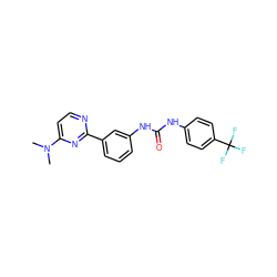 CN(C)c1ccnc(-c2cccc(NC(=O)Nc3ccc(C(F)(F)F)cc3)c2)n1 ZINC001772590365