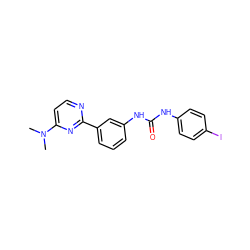 CN(C)c1ccnc(-c2cccc(NC(=O)Nc3ccc(I)cc3)c2)n1 ZINC001772632037