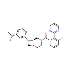 CN(C)c1ccnc(N2C[C@@H]3CCN(C(=O)c4cccc(F)c4-c4ncccn4)C[C@@H]32)c1 ZINC000145485839