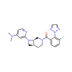 CN(C)c1ccnc(N2C[C@@H]3CCN(C(=O)c4cccc(F)c4-n4nccn4)C[C@@H]32)c1 ZINC000116825159