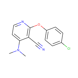 CN(C)c1ccnc(Oc2ccc(Cl)cc2)c1C#N ZINC000020405688