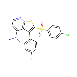 CN(C)c1ccnc2sc(S(=O)(=O)c3ccc(Cl)cc3)c(-c3ccc(Cl)cc3)c12 ZINC000140952078