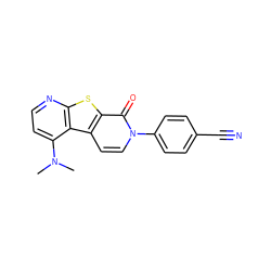 CN(C)c1ccnc2sc3c(=O)n(-c4ccc(C#N)cc4)ccc3c12 ZINC000035285135