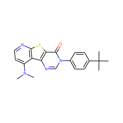 CN(C)c1ccnc2sc3c(=O)n(-c4ccc(C(C)(C)C)cc4)cnc3c12 ZINC000013676110