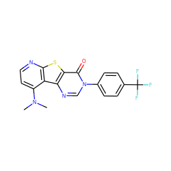 CN(C)c1ccnc2sc3c(=O)n(-c4ccc(C(F)(F)F)cc4)cnc3c12 ZINC000013676092