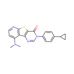 CN(C)c1ccnc2sc3c(=O)n(-c4ccc(C5CC5)cc4)cnc3c12 ZINC000013676112