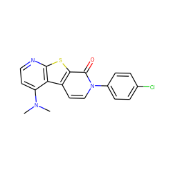 CN(C)c1ccnc2sc3c(=O)n(-c4ccc(Cl)cc4)ccc3c12 ZINC000035284736