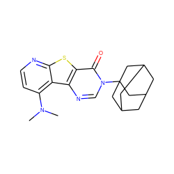 CN(C)c1ccnc2sc3c(=O)n(C45CC6CC(CC(C6)C4)C5)cnc3c12 ZINC000013676144