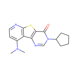 CN(C)c1ccnc2sc3c(=O)n(C4CCCC4)cnc3c12 ZINC000013676120