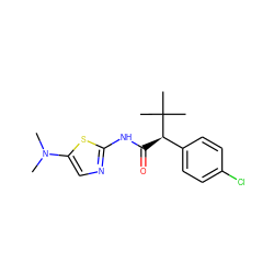 CN(C)c1cnc(NC(=O)[C@H](c2ccc(Cl)cc2)C(C)(C)C)s1 ZINC000045349506