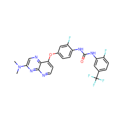 CN(C)c1cnc2c(Oc3ccc(NC(=O)Nc4cc(C(F)(F)F)ccc4F)c(F)c3)ccnc2n1 ZINC000058538474