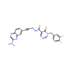 CN(C)c1cnc2ccc(C#CCNC(=O)c3cncn(Cc4ccc(F)c(F)c4)c3=O)cc2n1 ZINC000096176130