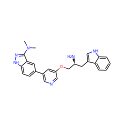 CN(C)c1n[nH]c2ccc(-c3cncc(OC[C@@H](N)Cc4c[nH]c5ccccc45)c3)cc12 ZINC000038480207