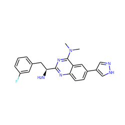 CN(C)c1nc([C@@H](N)Cc2cccc(F)c2)nc2ccc(-c3cn[nH]c3)cc12 ZINC000095591861