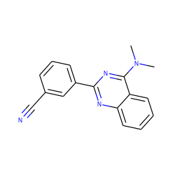 CN(C)c1nc(-c2cccc(C#N)c2)nc2ccccc12 ZINC000004239220