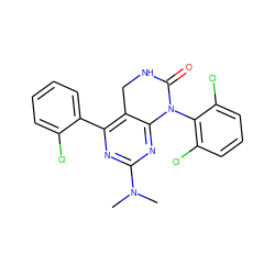 CN(C)c1nc(-c2ccccc2Cl)c2c(n1)N(c1c(Cl)cccc1Cl)C(=O)NC2 ZINC000014962928