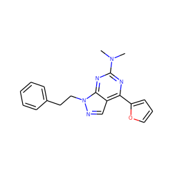 CN(C)c1nc(-c2ccco2)c2cnn(CCc3ccccc3)c2n1 ZINC000029047092