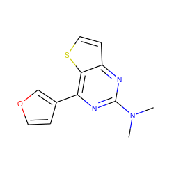 CN(C)c1nc(-c2ccoc2)c2sccc2n1 ZINC000029047923