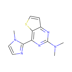 CN(C)c1nc(-c2nccn2C)c2sccc2n1 ZINC000029047792