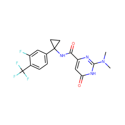 CN(C)c1nc(C(=O)NC2(c3ccc(C(F)(F)F)c(F)c3)CC2)cc(=O)[nH]1 ZINC001772652926