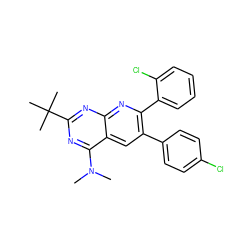 CN(C)c1nc(C(C)(C)C)nc2nc(-c3ccccc3Cl)c(-c3ccc(Cl)cc3)cc12 ZINC000040394986