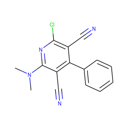 CN(C)c1nc(Cl)c(C#N)c(-c2ccccc2)c1C#N ZINC000058568629