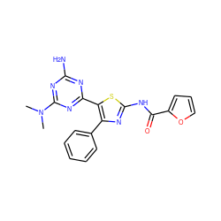 CN(C)c1nc(N)nc(-c2sc(NC(=O)c3ccco3)nc2-c2ccccc2)n1 ZINC000096927339