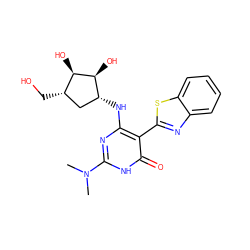 CN(C)c1nc(N[C@@H]2C[C@H](CO)[C@@H](O)[C@H]2O)c(-c2nc3ccccc3s2)c(=O)[nH]1 ZINC000473112295