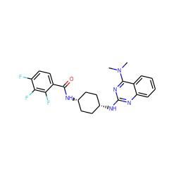 CN(C)c1nc(N[C@H]2CC[C@@H](NC(=O)c3ccc(F)c(F)c3F)CC2)nc2ccccc12 ZINC000253685496