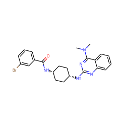 CN(C)c1nc(N[C@H]2CC[C@@H](NC(=O)c3cccc(Br)c3)CC2)nc2ccccc12 ZINC000253738404