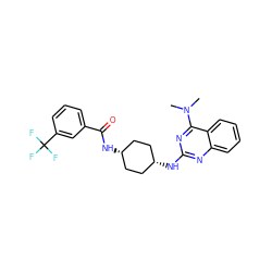 CN(C)c1nc(N[C@H]2CC[C@@H](NC(=O)c3cccc(C(F)(F)F)c3)CC2)nc2ccccc12 ZINC000261082486