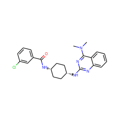 CN(C)c1nc(N[C@H]2CC[C@@H](NC(=O)c3cccc(Cl)c3)CC2)nc2ccccc12 ZINC000261151663