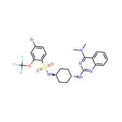 CN(C)c1nc(N[C@H]2CC[C@H](NS(=O)(=O)c3ccc(Br)cc3OC(F)(F)F)CC2)nc2ccccc12 ZINC000140023367