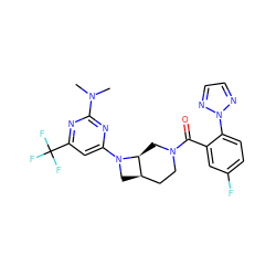 CN(C)c1nc(N2C[C@@H]3CCN(C(=O)c4cc(F)ccc4-n4nccn4)C[C@@H]32)cc(C(F)(F)F)n1 ZINC000145595737