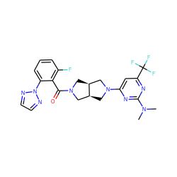 CN(C)c1nc(N2C[C@H]3CN(C(=O)c4c(F)cccc4-n4nccn4)C[C@H]3C2)cc(C(F)(F)F)n1 ZINC000116826552