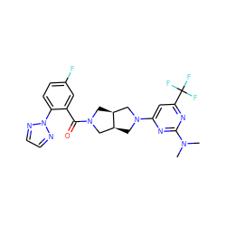 CN(C)c1nc(N2C[C@H]3CN(C(=O)c4cc(F)ccc4-n4nccn4)C[C@H]3C2)cc(C(F)(F)F)n1 ZINC000116823355