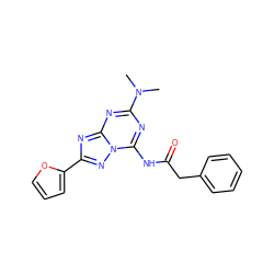 CN(C)c1nc(NC(=O)Cc2ccccc2)n2nc(-c3ccco3)nc2n1 ZINC000049067089