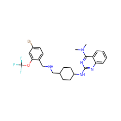 CN(C)c1nc(NC2CCC(CNCc3ccc(Br)cc3OC(F)(F)F)CC2)nc2ccccc12 ZINC000006717725