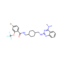 CN(C)c1nc(NCC2CCC(CNC(=O)c3ccc(Br)cc3OC(F)(F)F)CC2)nc2ccccc12 ZINC000028333679