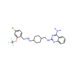 CN(C)c1nc(NCC2CCC(CNCc3ccc(Br)cc3OC(F)(F)F)CC2)nc2ccccc12 ZINC000028133369