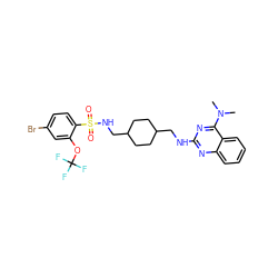 CN(C)c1nc(NCC2CCC(CNS(=O)(=O)c3ccc(Br)cc3OC(F)(F)F)CC2)nc2ccccc12 ZINC000028332800