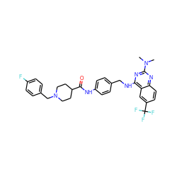 CN(C)c1nc(NCc2ccc(NC(=O)C3CCN(Cc4ccc(F)cc4)CC3)cc2)c2cc(C(F)(F)F)ccc2n1 ZINC000143375228