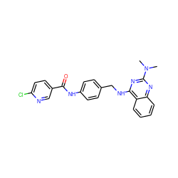 CN(C)c1nc(NCc2ccc(NC(=O)c3ccc(Cl)nc3)cc2)c2ccccc2n1 ZINC000145179257