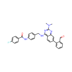 CN(C)c1nc(NCc2ccc(NC(=O)c3ccc(F)cc3)cc2)c2ccc(-c3ccccc3C=O)cc2n1 ZINC000142082291